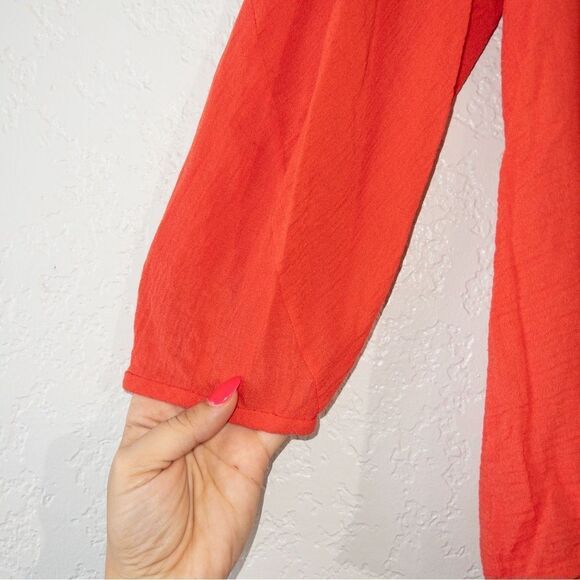 Diane Von Furstenberg Red Hatti Henley Top Size‎ 4 - Picture 7 of 8